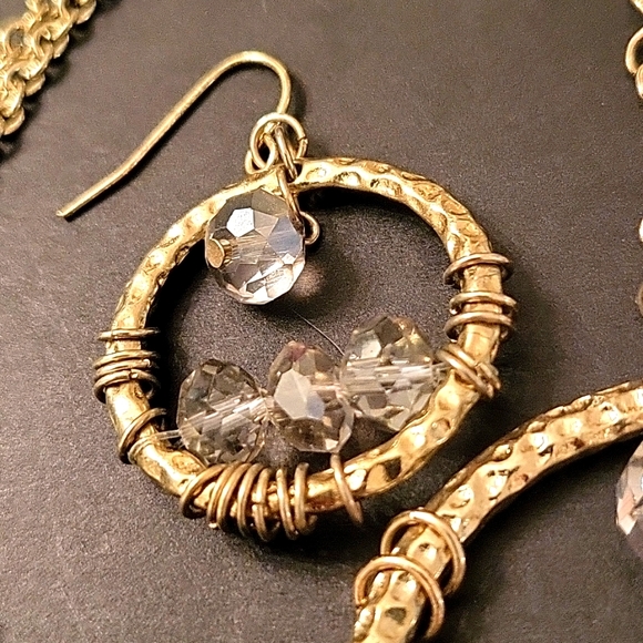 ✨HOST PICK!✨ NEW Gold-tone & Taupe Crystals Long Necklace and Earrings Set! - Picture 6 of 7